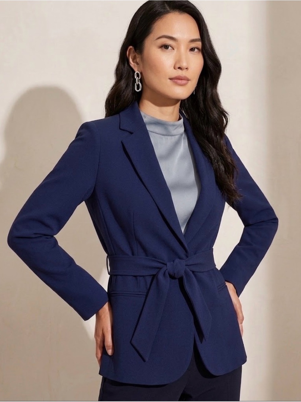 Vintage Evan-Picone Belted Navy Women's Blazer Jacket